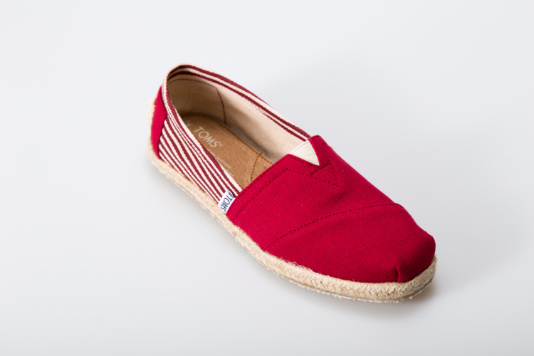 Toms台灣經典紅色小條紋麻底女鞋