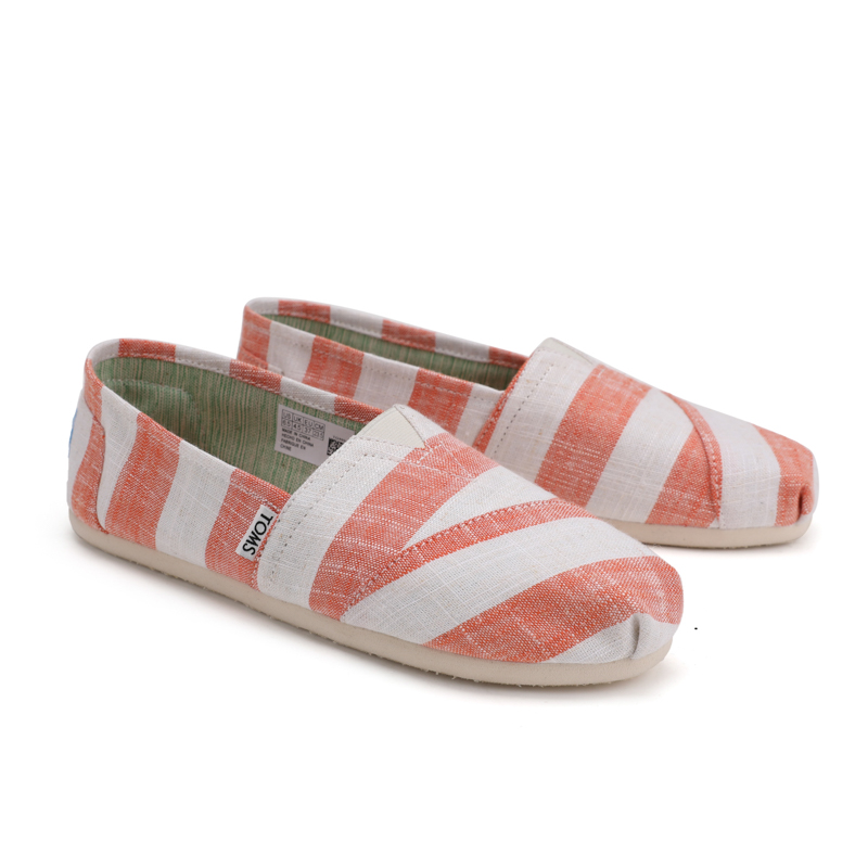 (image for) Toms 台灣色織布白橙寬條紋經典女款