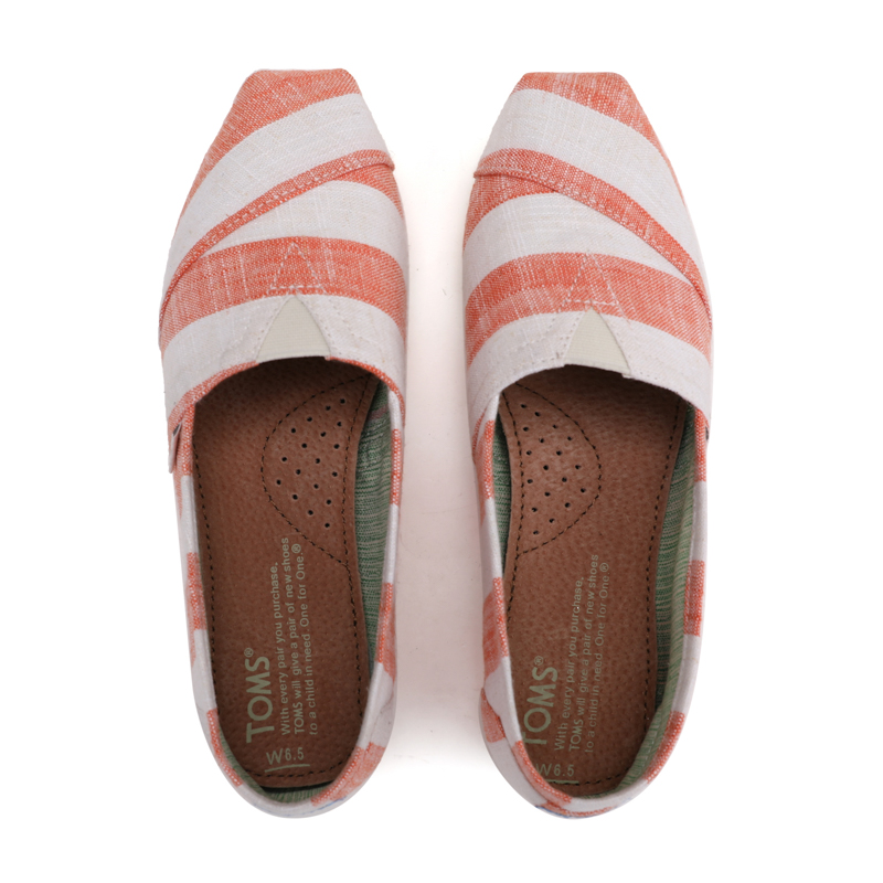 (image for) Toms 台灣色織布白橙寬條紋經典女款