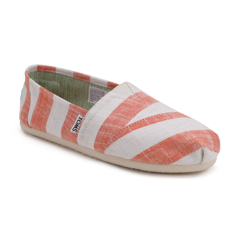 (image for) Toms 台灣色織布白橙寬條紋經典女款