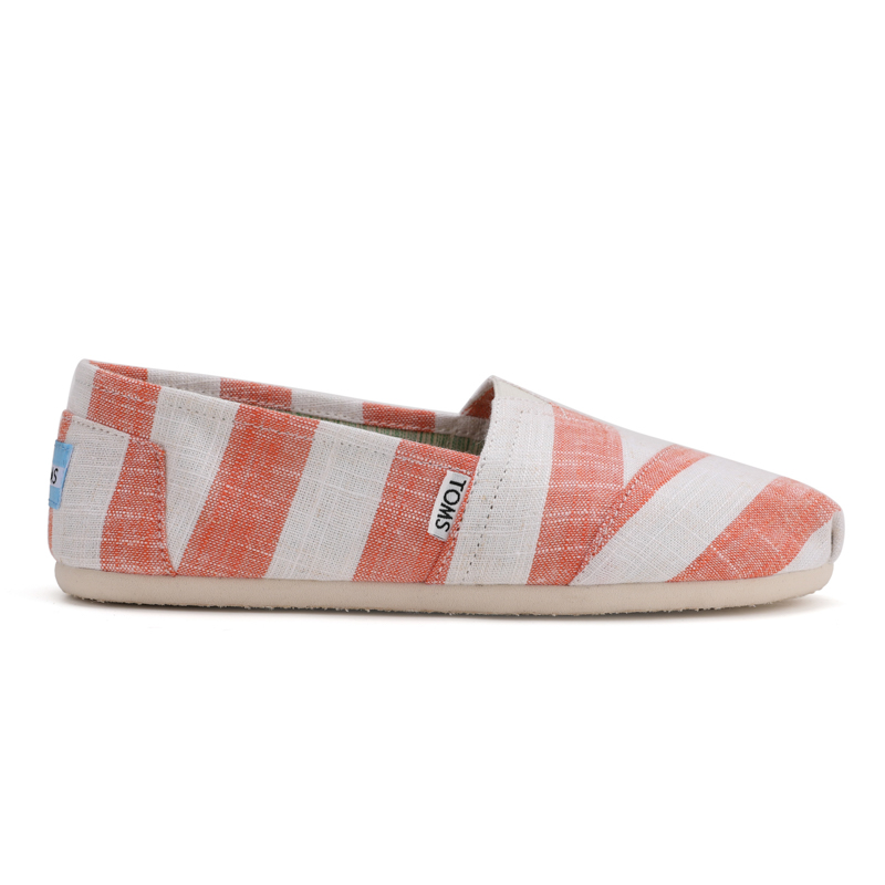 (image for) Toms 台灣色織布白橙寬條紋經典女款