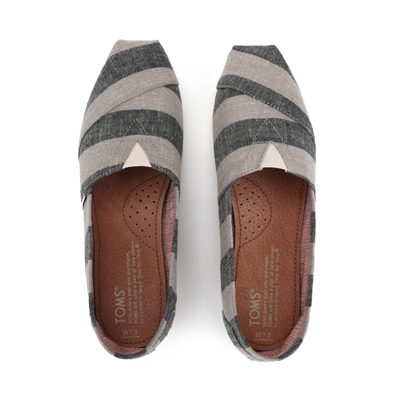 (image for) Toms 台灣色織布黑灰寬條紋經典女款