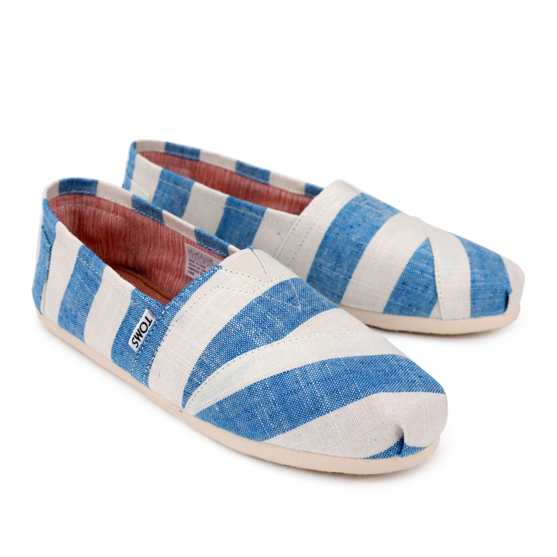 (image for) Toms 台灣色織布白藍寬條紋經典女款