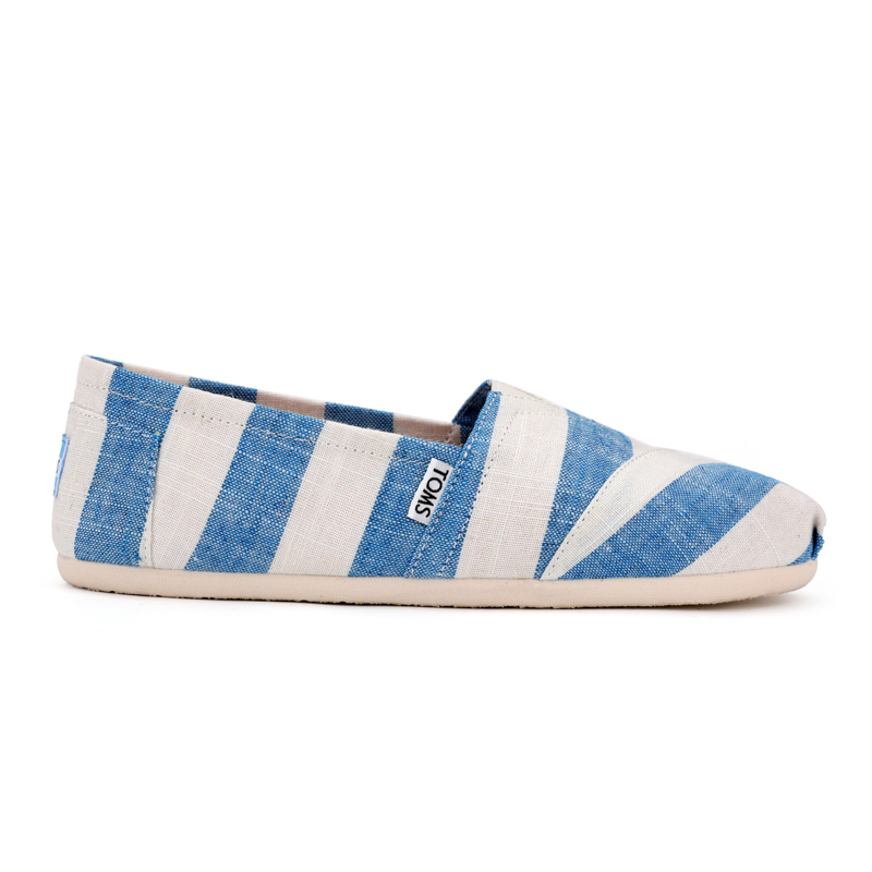 (image for) Toms 台灣色織布白藍寬條紋經典女款