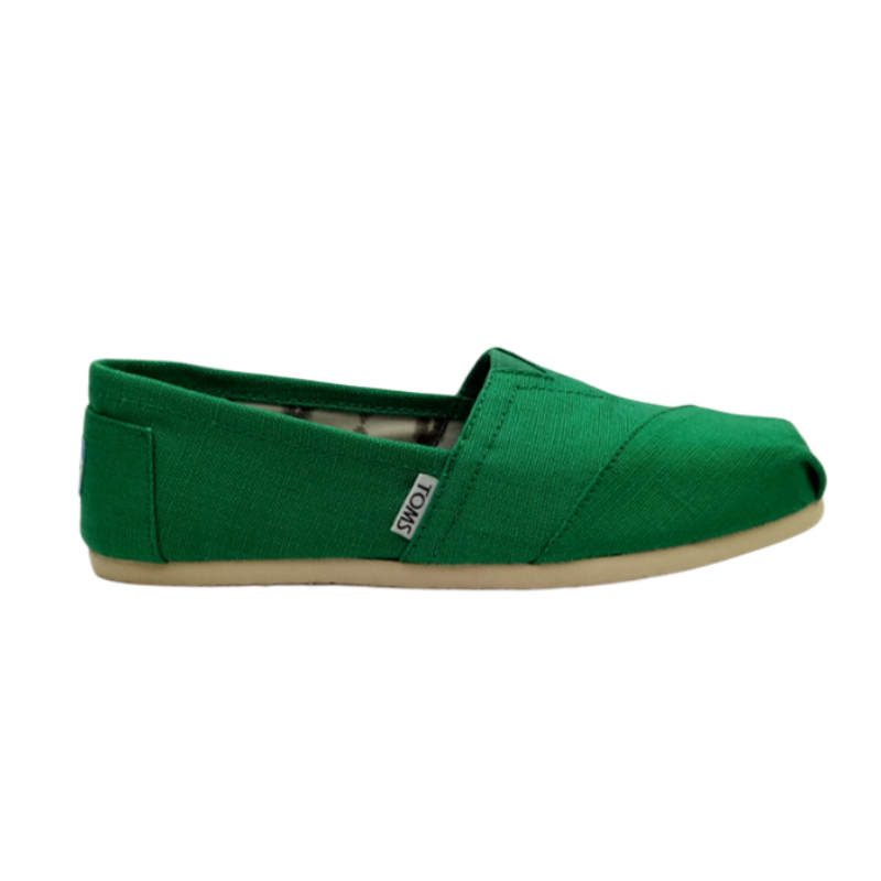 Toms台灣新款果綠色亞麻布女鞋