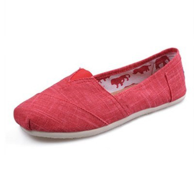 Toms台灣時尚紅色竹節布女鞋