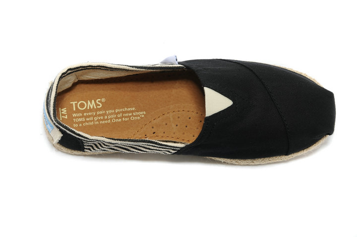 Toms台灣經典黑色小條紋麻底女鞋 - 點擊圖片關閉