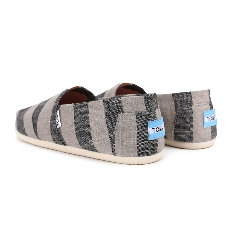 Toms 台灣新款黑灰寬條紋織布女鞋